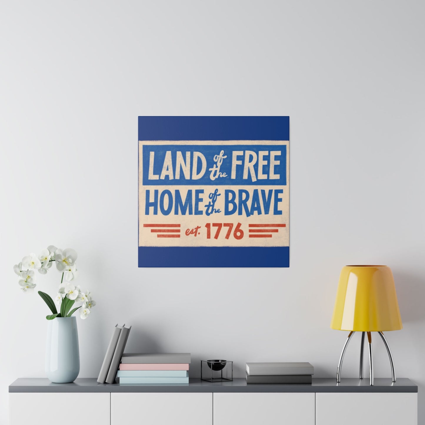 Red, White, And Blue - 4th of July - Land of the Free Home of the Brave - Matte Canvas, Stretched, 0.75"