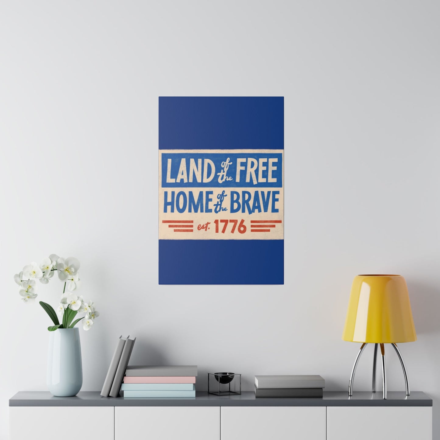 Red, White, And Blue - 4th of July - Land of the Free Home of the Brave - Matte Canvas, Stretched, 0.75"