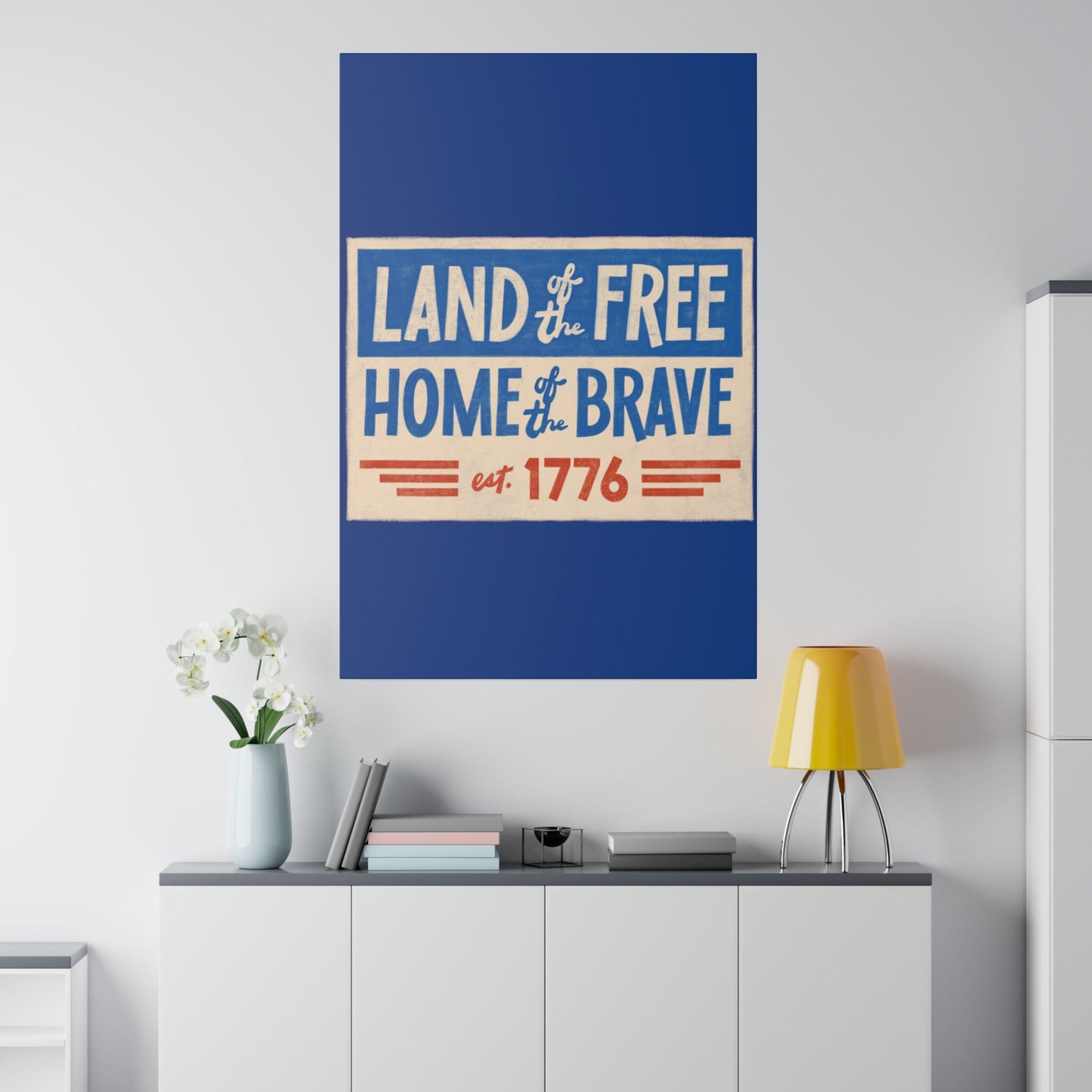 Red, White, And Blue - 4th of July - Land of the Free Home of the Brave - Matte Canvas, Stretched, 0.75"