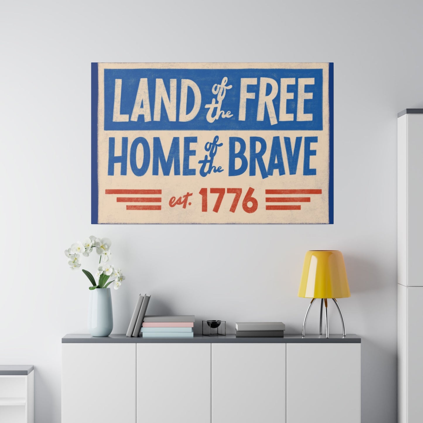 Red, White, And Blue - 4th of July - Land of the Free Home of the Brave - Matte Canvas, Stretched, 0.75"