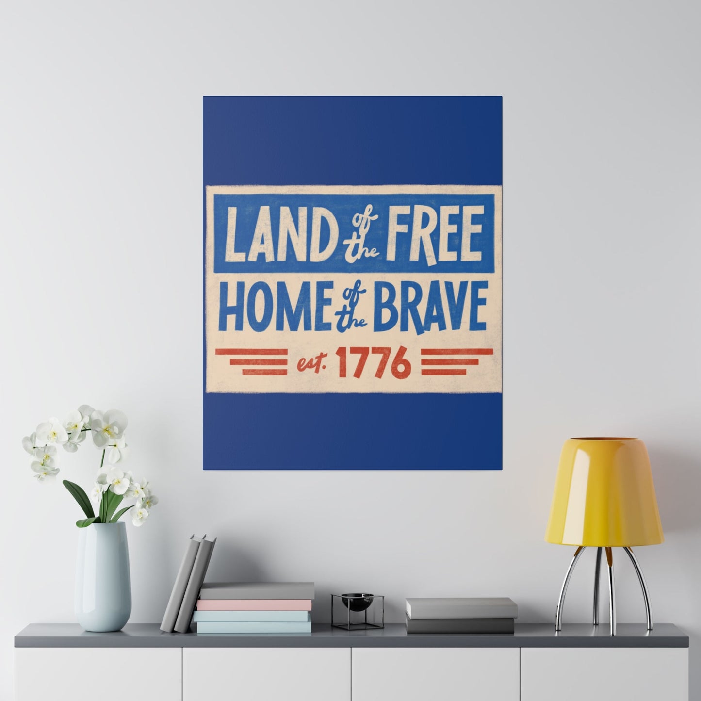 Red, White, And Blue - 4th of July - Land of the Free Home of the Brave - Matte Canvas, Stretched, 0.75"