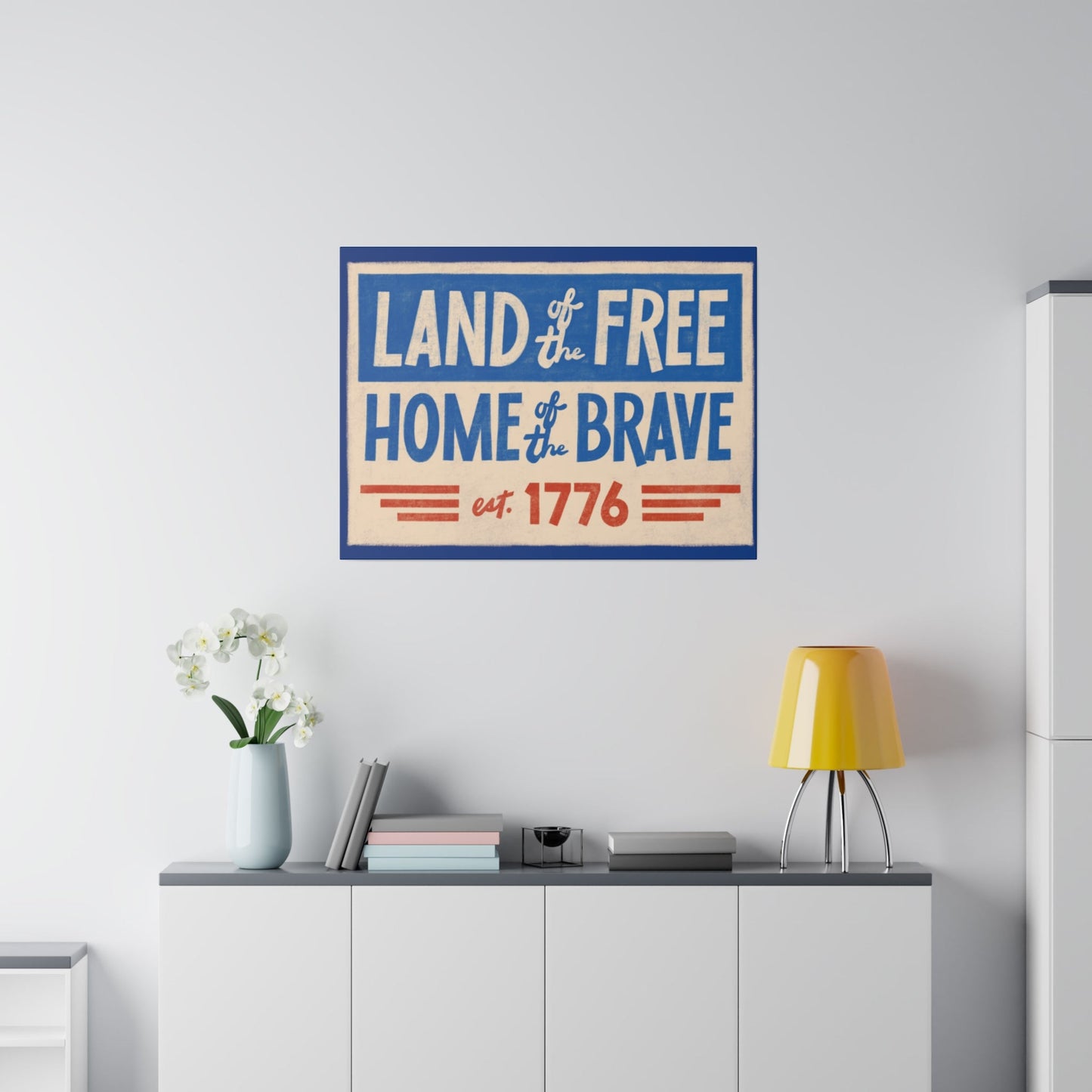 Red, White, And Blue - 4th of July - Land of the Free Home of the Brave - Matte Canvas, Stretched, 0.75"