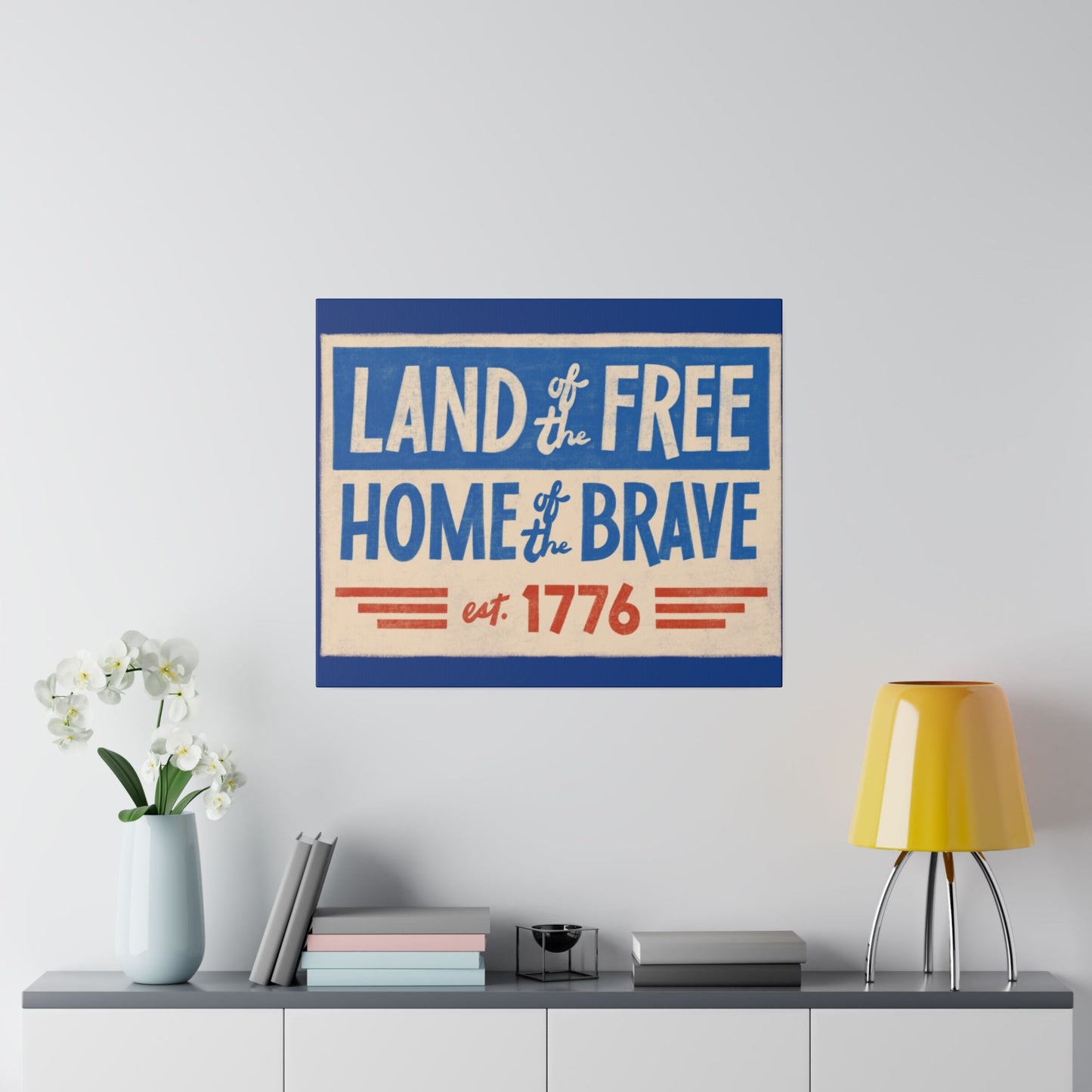 Red, White, And Blue - 4th of July - Land of the Free Home of the Brave - Matte Canvas, Stretched, 0.75"