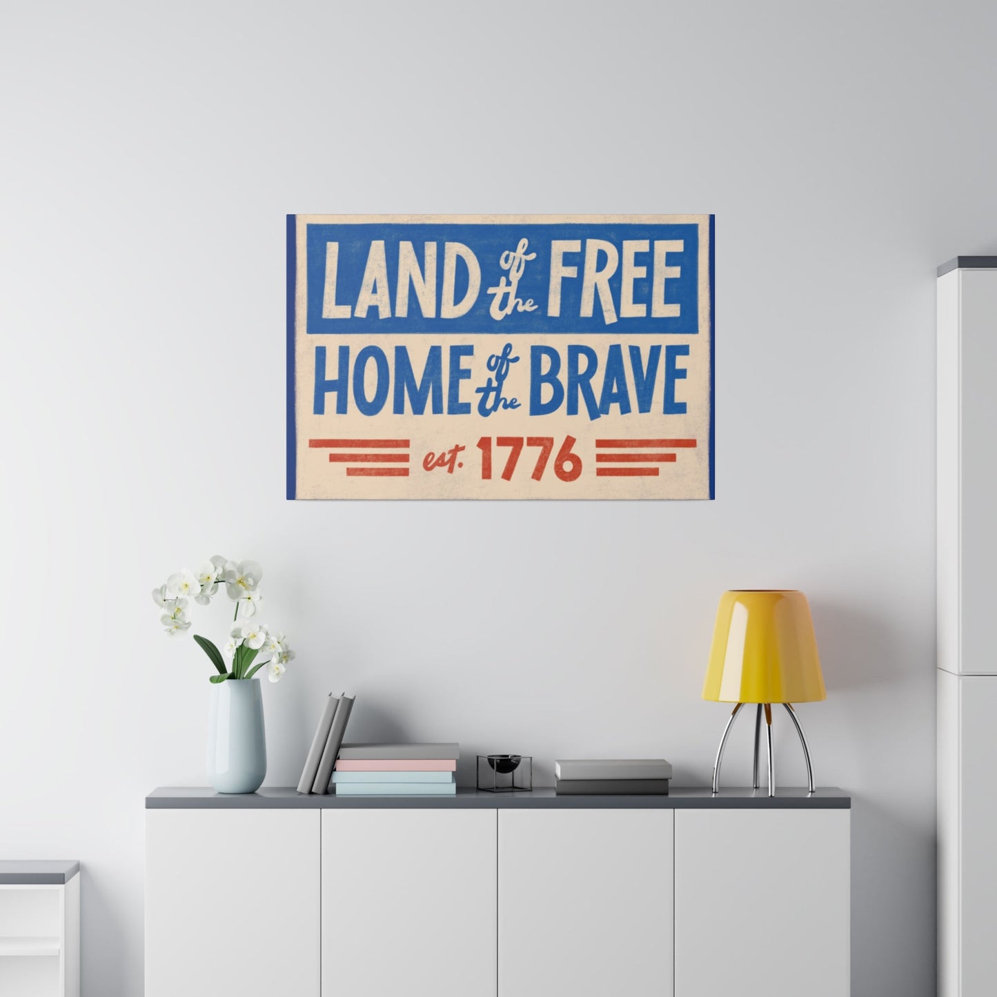 Red, White, And Blue - 4th of July - Land of the Free Home of the Brave - Matte Canvas, Stretched, 0.75"