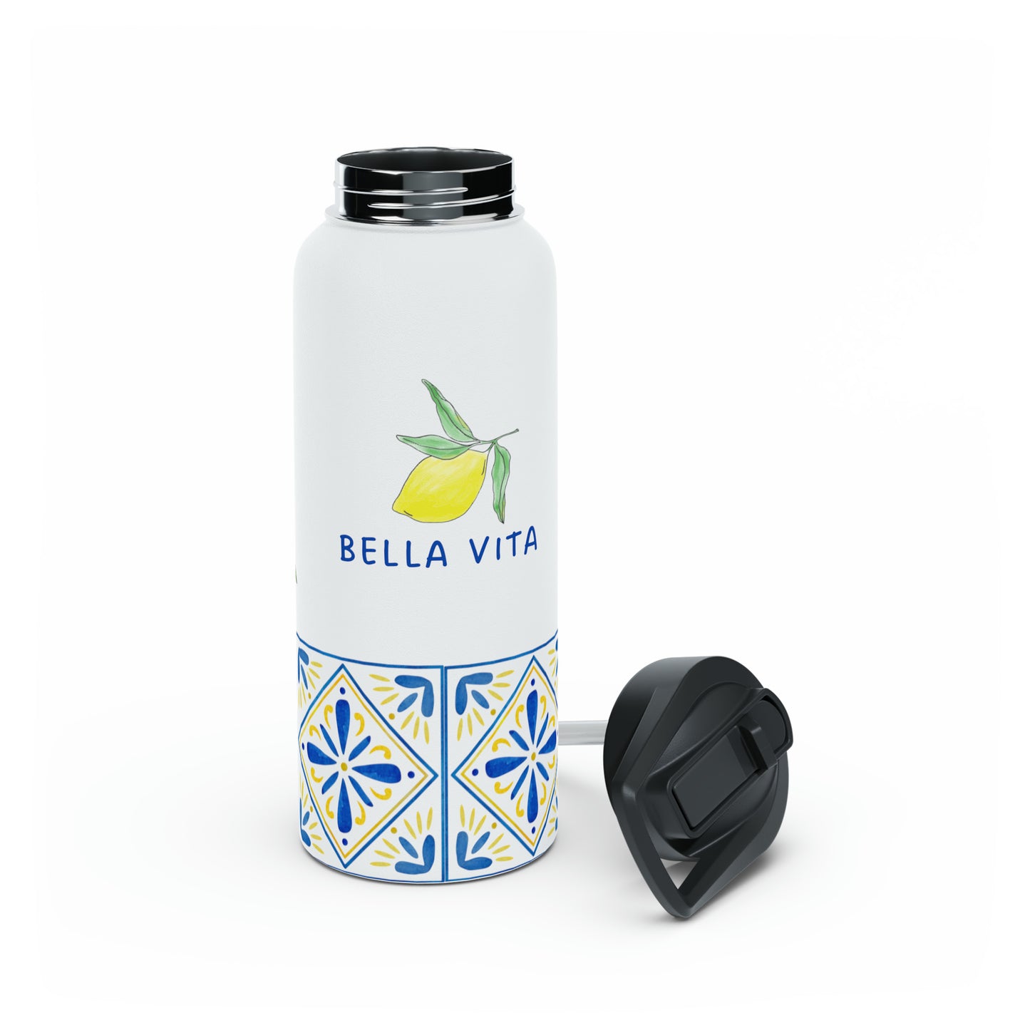 Bella Vita Stainless Steel Water Bottle, Standard Lid