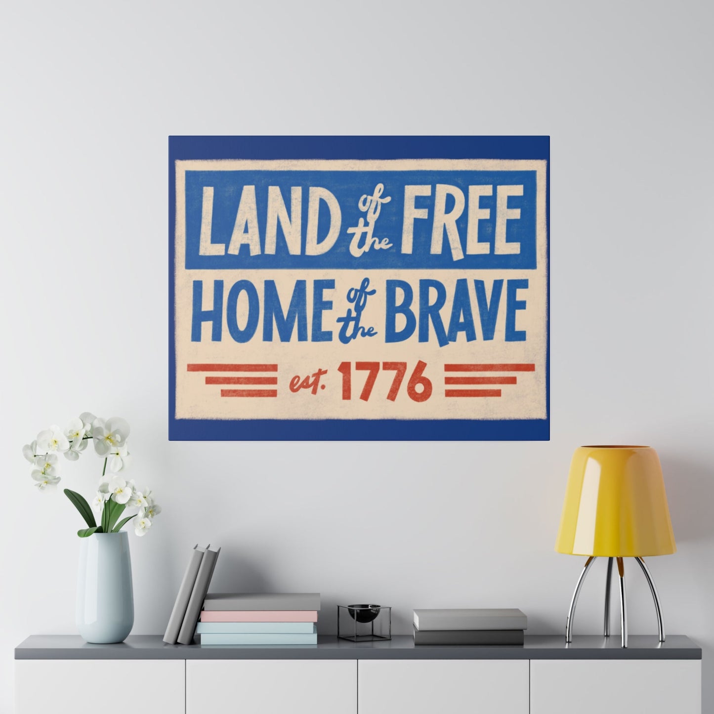 Red, White, And Blue - 4th of July - Land of the Free Home of the Brave - Matte Canvas, Stretched, 0.75"