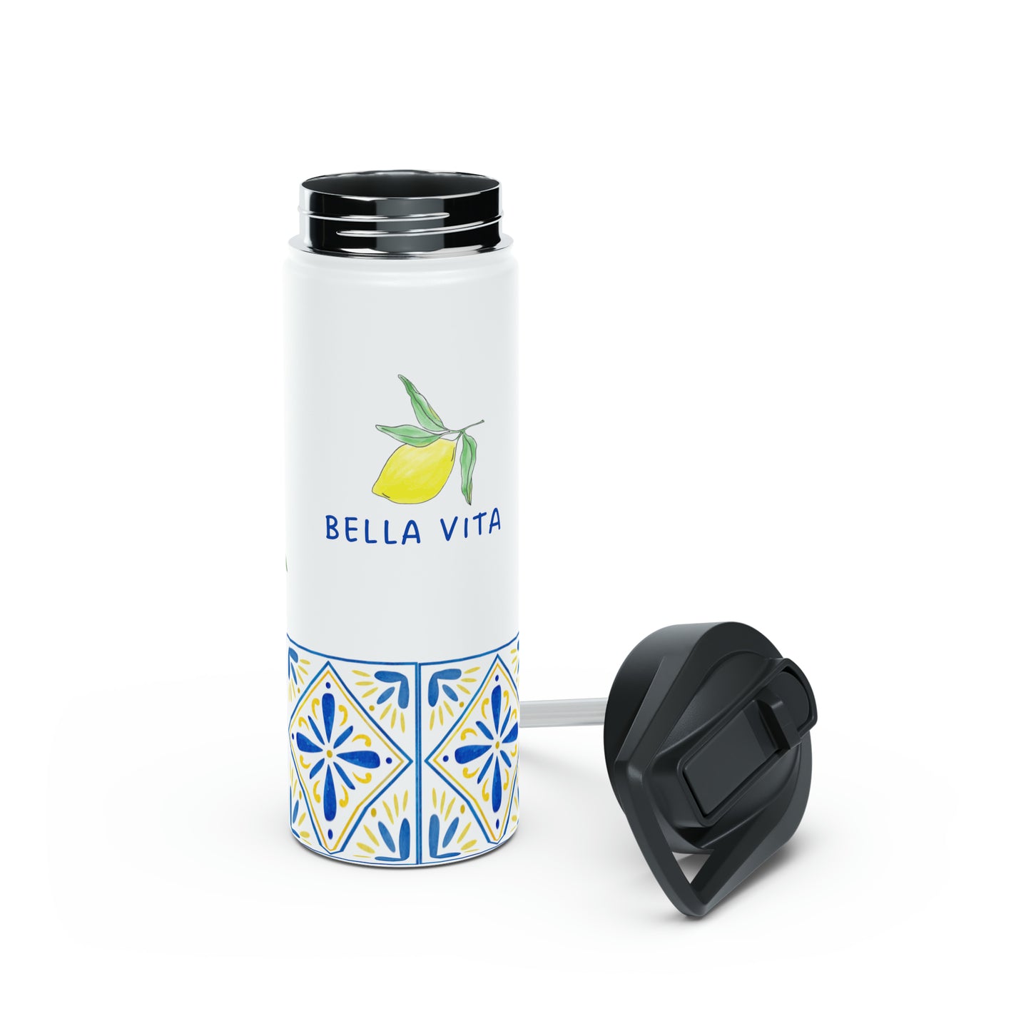 Bella Vita Stainless Steel Water Bottle, Standard Lid