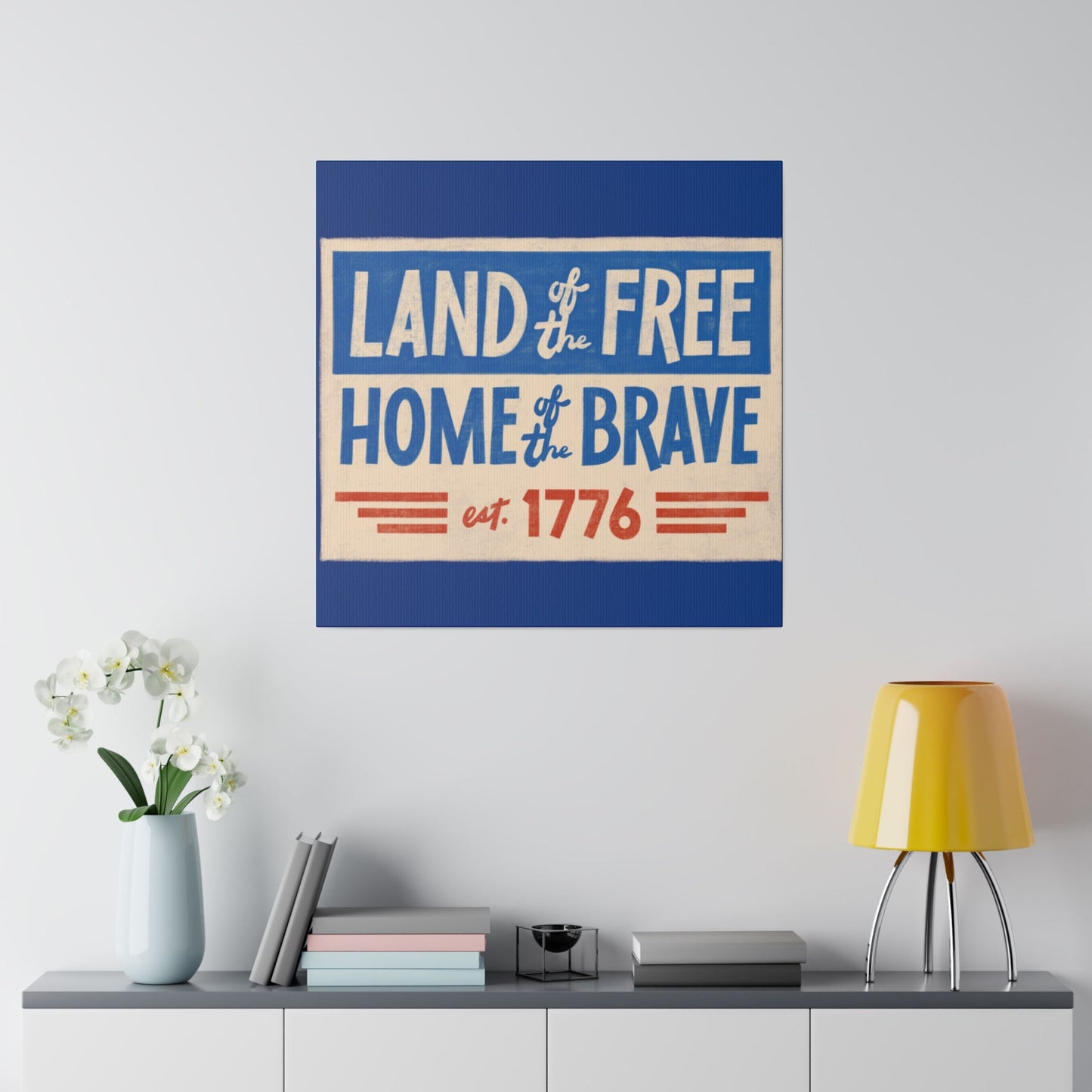 Red, White, And Blue - 4th of July - Land of the Free Home of the Brave - Matte Canvas, Stretched, 0.75"