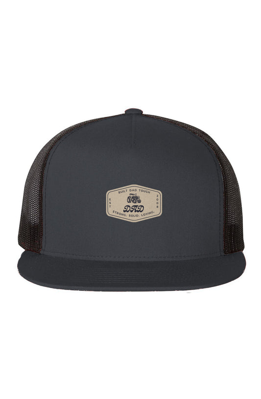 Built Dad Tough - Tractor -Mesh-Five-Panel-Trucker-Cap