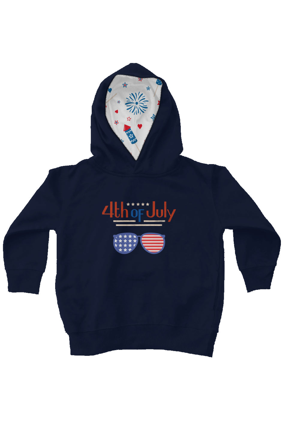 Red, White, And Blue - 4th of July - Sunnies - kids fleece pullover hoodie