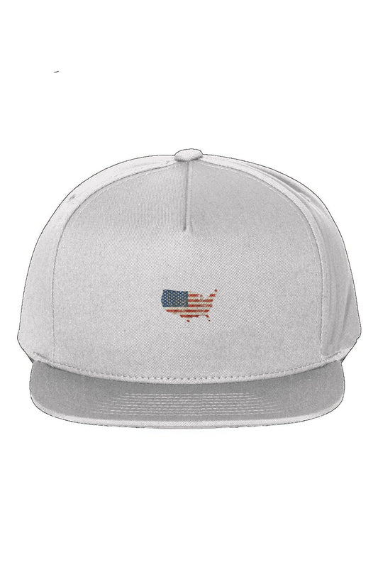 Red, White, And Blue - 4th of July - Flag Map 5-Panel Cotton Twill Snapback Cap