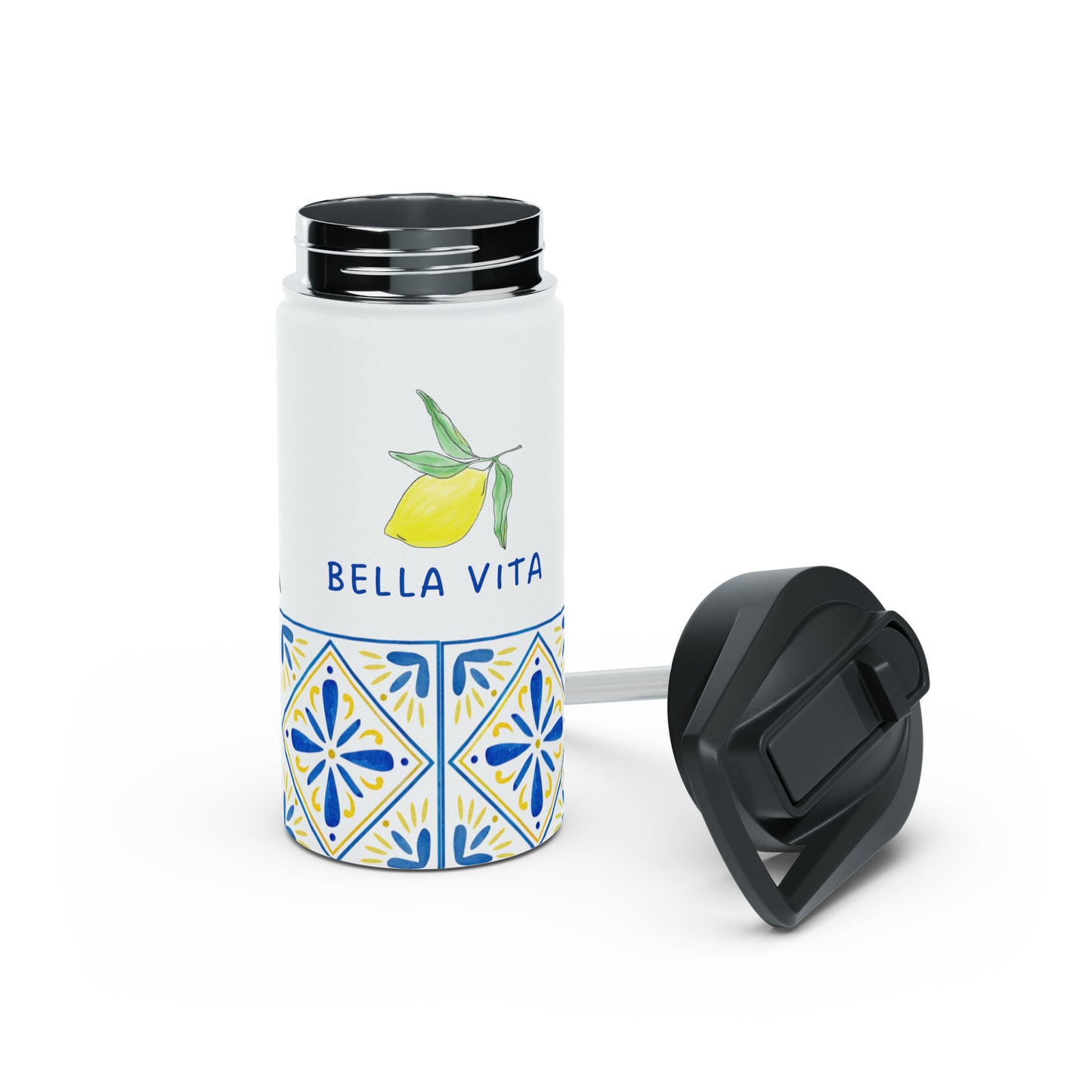 Bella Vita Stainless Steel Water Bottle, Standard Lid