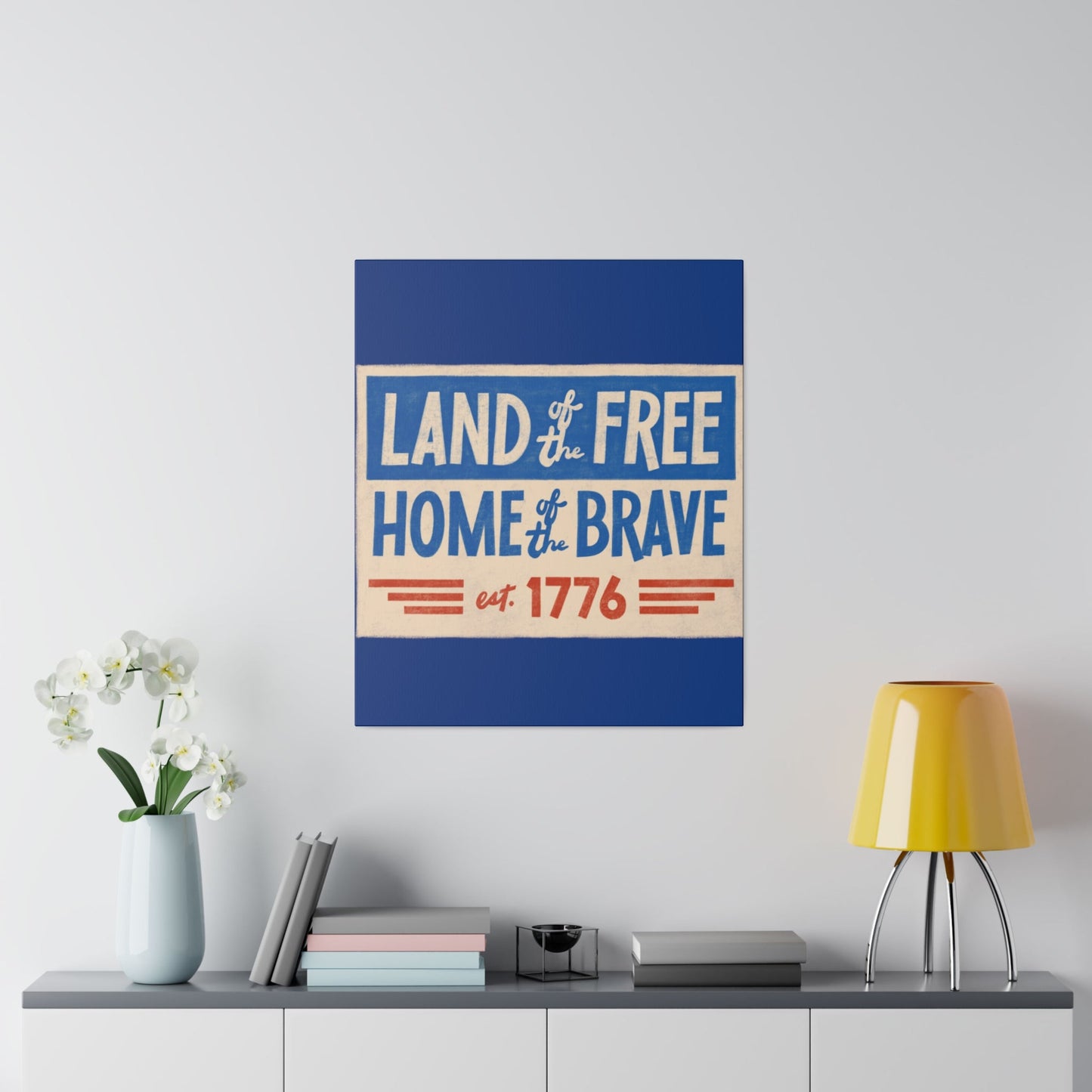 Red, White, And Blue - 4th of July - Land of the Free Home of the Brave - Matte Canvas, Stretched, 0.75"