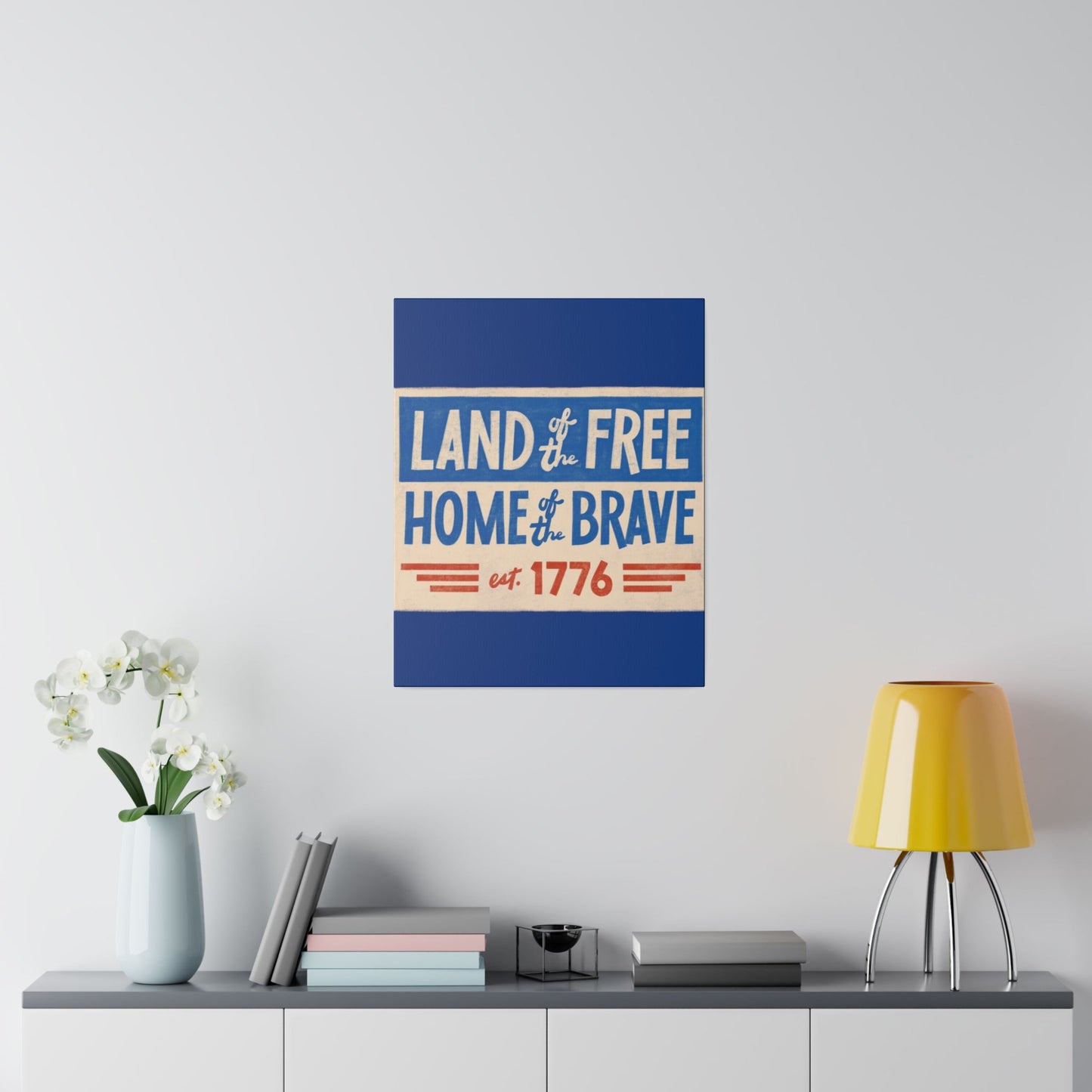 Red, White, And Blue - 4th of July - Land of the Free Home of the Brave - Matte Canvas, Stretched, 0.75"