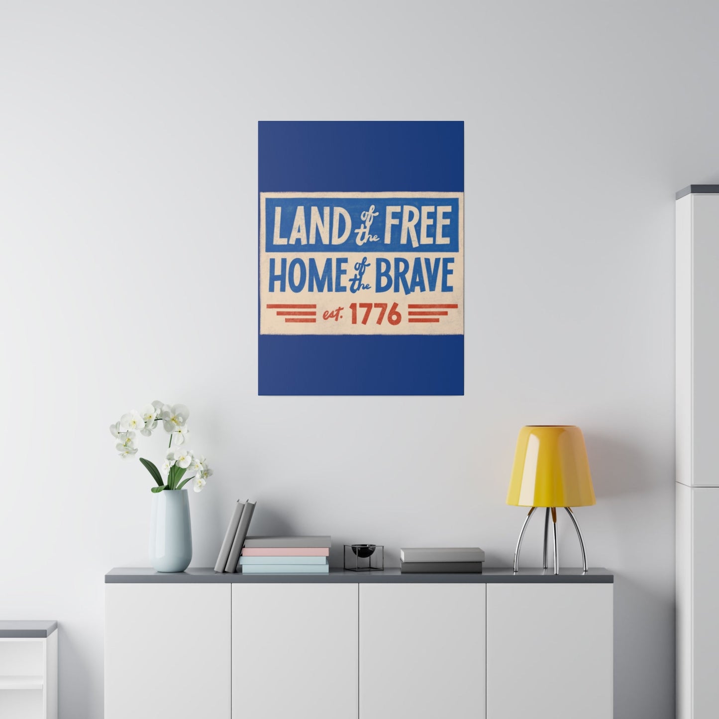 Red, White, And Blue - 4th of July - Land of the Free Home of the Brave - Matte Canvas, Stretched, 0.75"